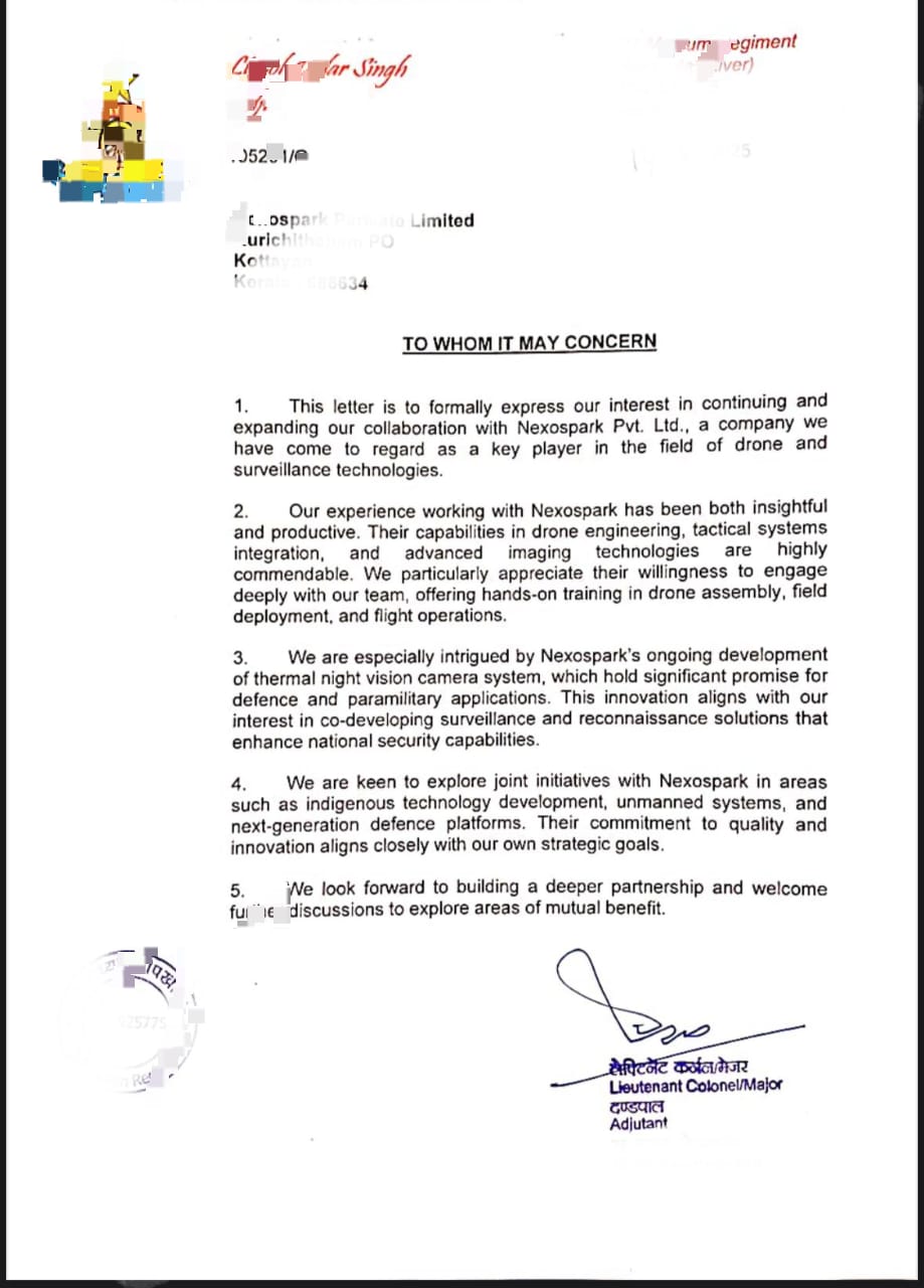 Letter of Interest — Indian Army